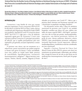 Cuidados Nutricionais em Oncologia frente à Pandemia de Covid-19