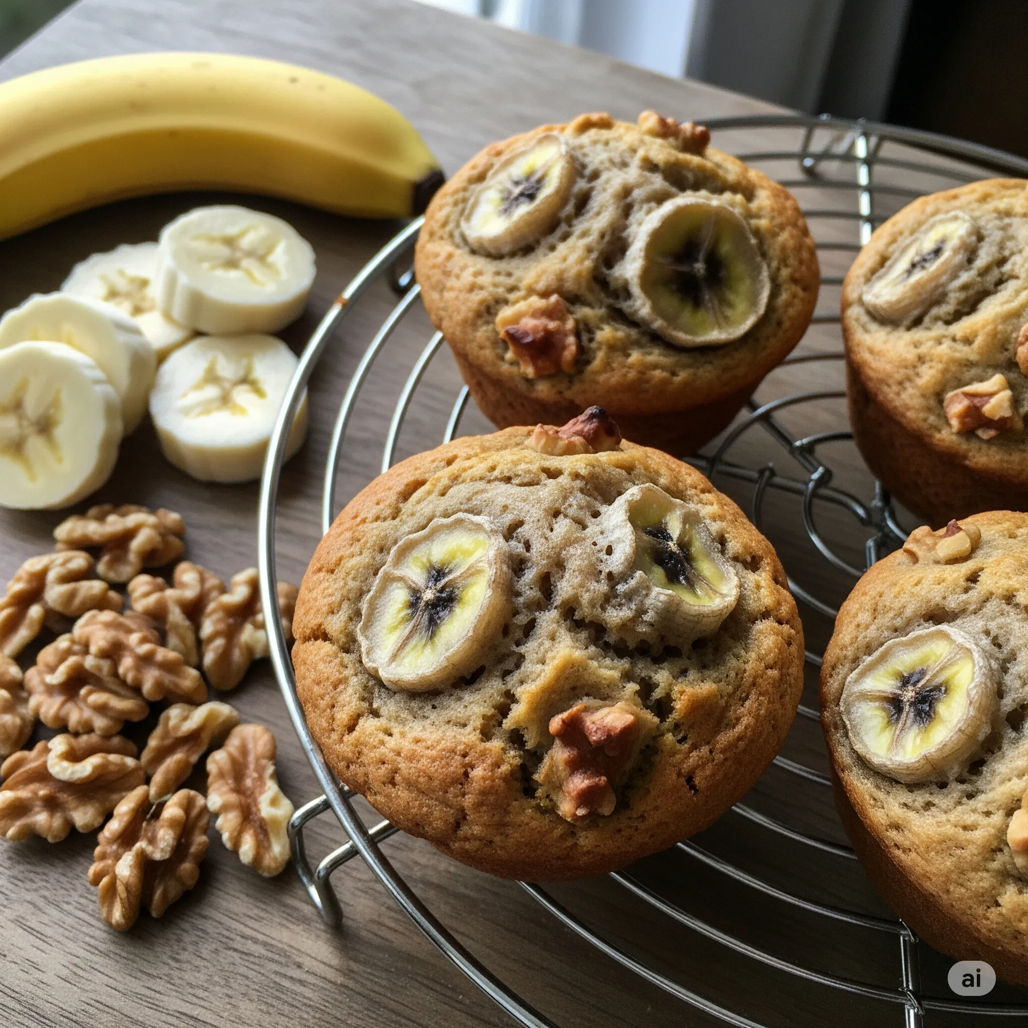 Muffin de banana e castanhas
