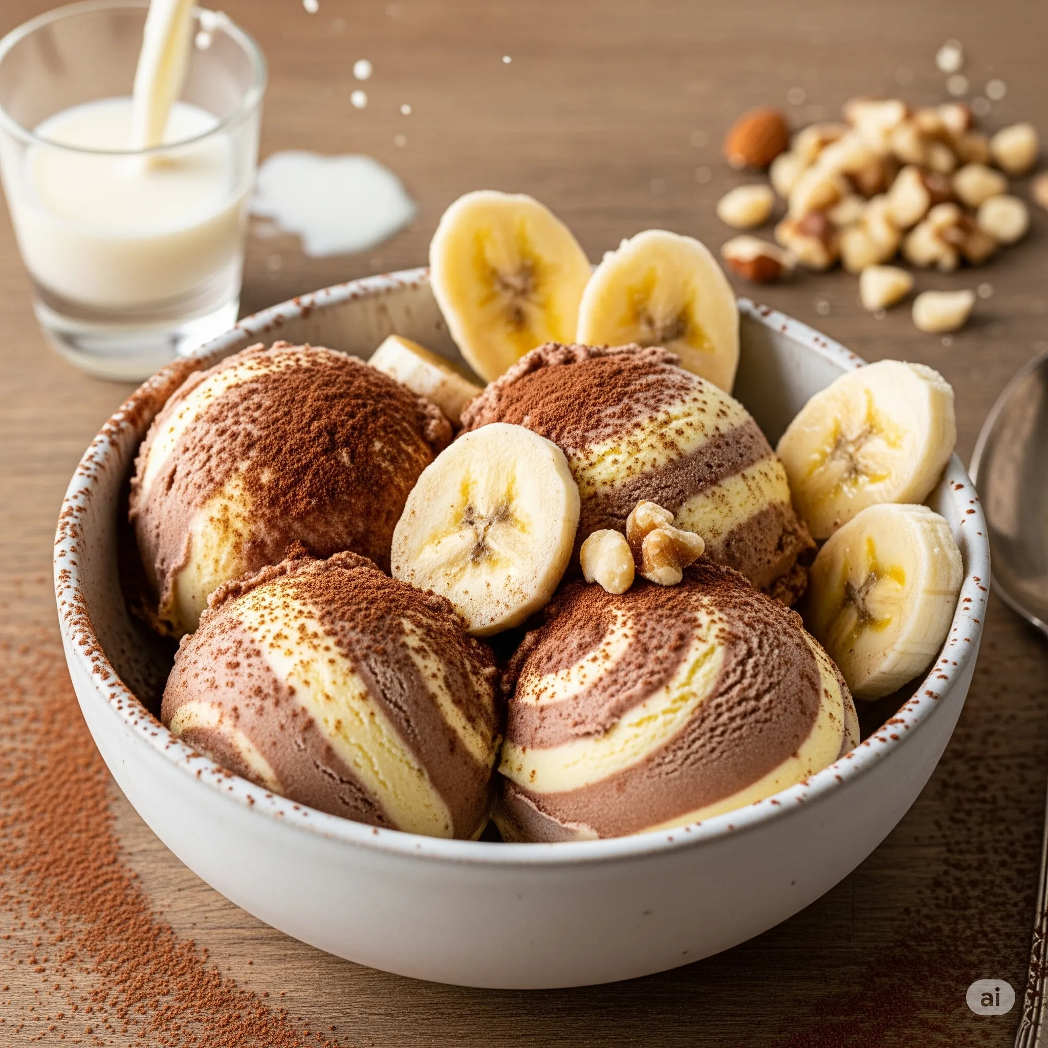 Sorvete de banana e cacau